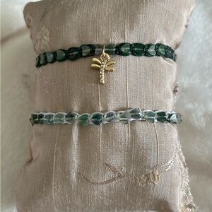 Elegant Green Beaded Bracelet Set